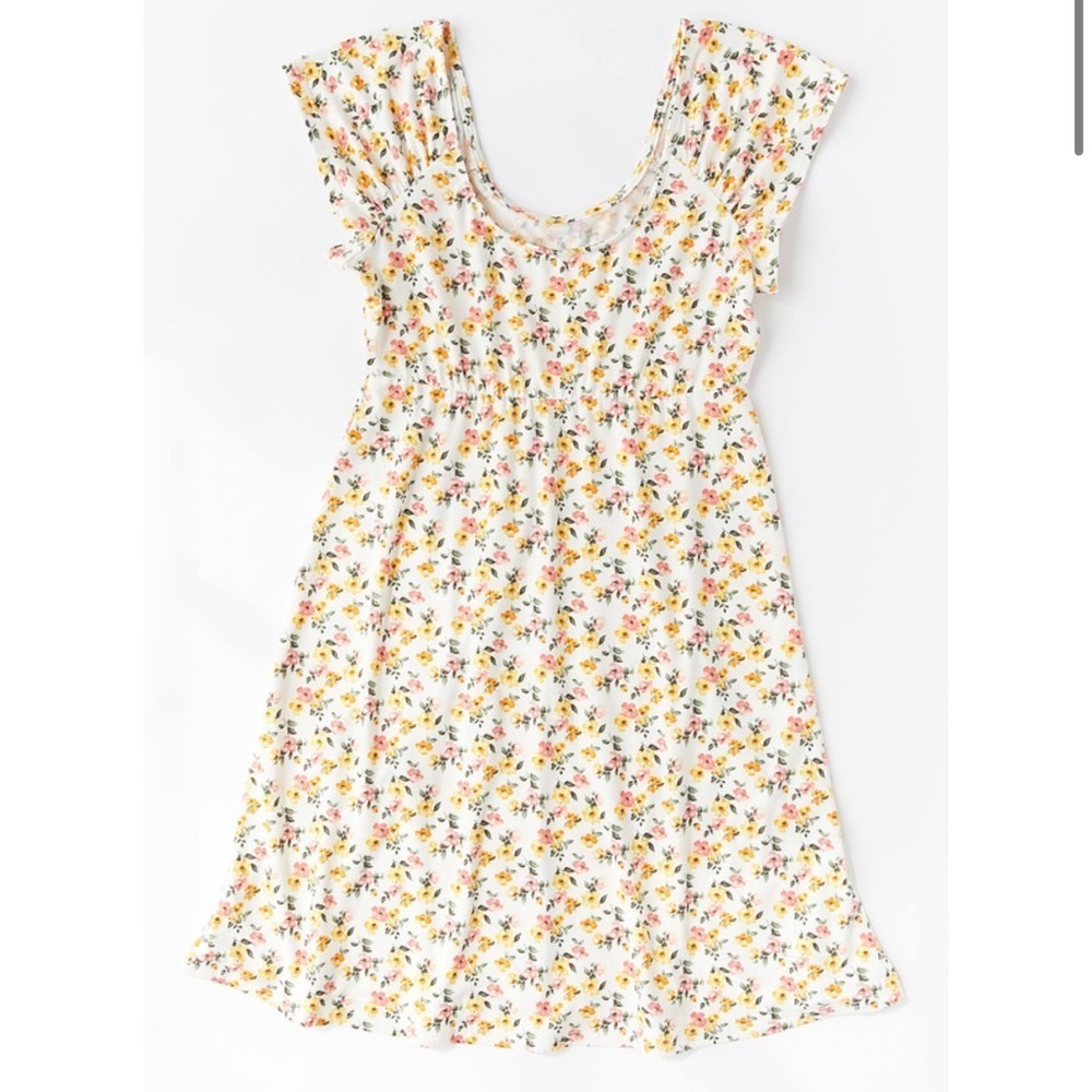 🌼 UO Cream Floral Lora Frock Mini Fit & Flare Dress